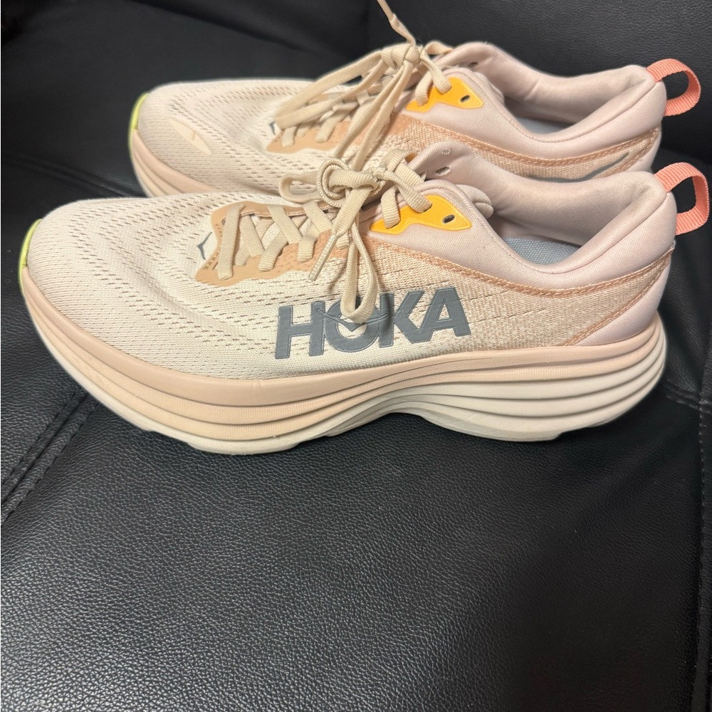 Hoka Women's Cream and Gold Athletic Shoes - Picture 4 of 7